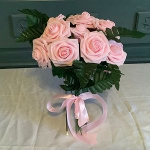 20 stem rose and greenery bridal bouquet…you choose color